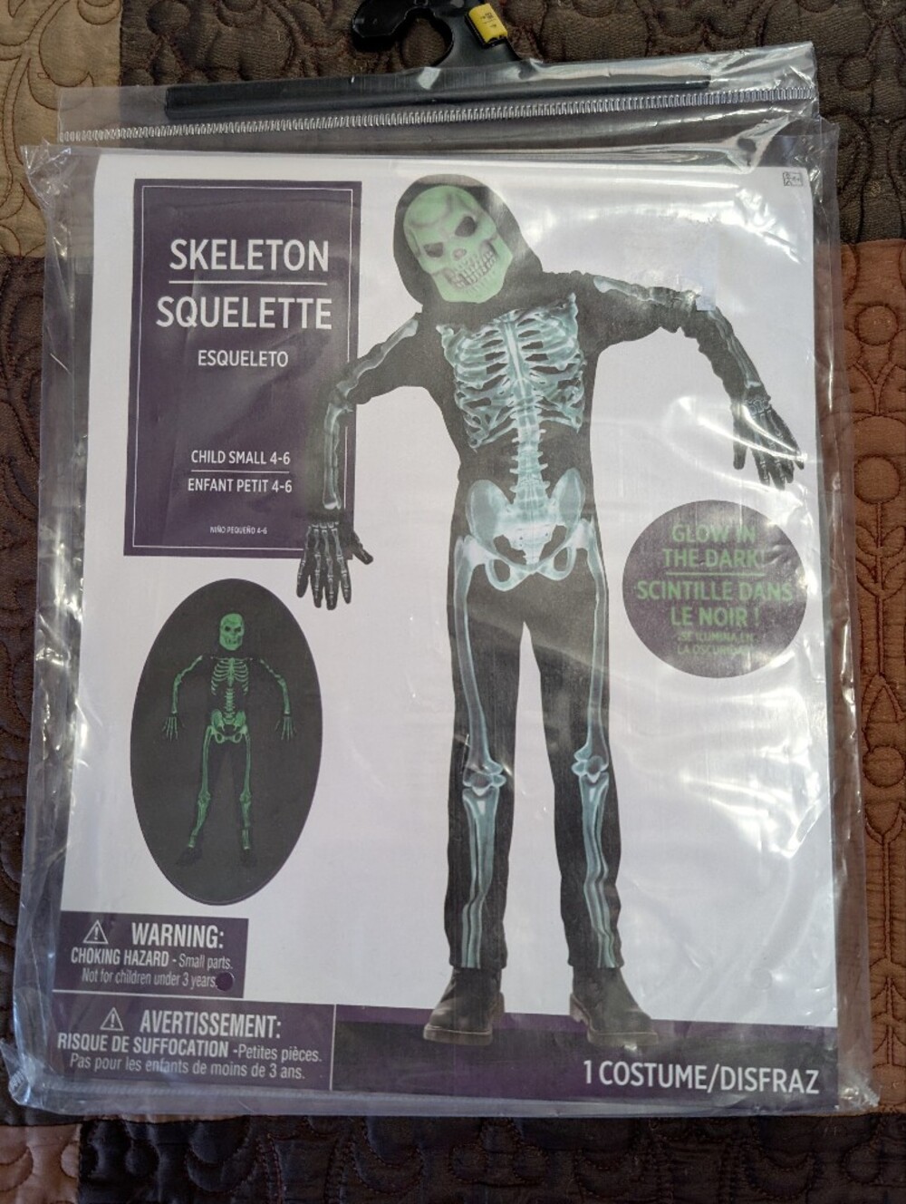 NWT Glow In The Dark Skeleton Costume Size 4-6
